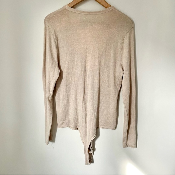 Abercrombie and Fitch Soft A&F Cozy Cream Henley Bodysuit Button Down XL - Picture 2 of 4